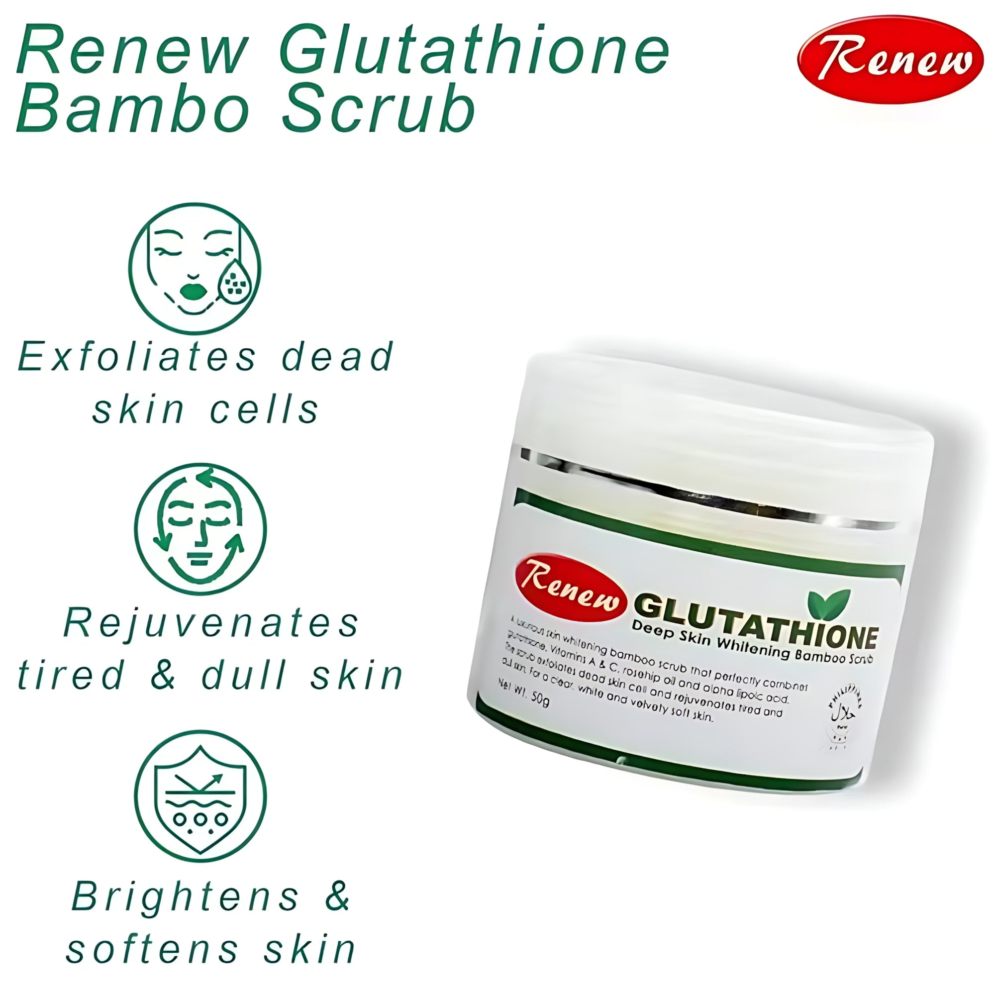 Renew Placenta Glutathione Deep Skin Brightening Bamboo Scrub – 50g