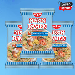 Nissin Ramen Instant Noodles Creamy Seafood – 63g (3 Pack Combo)