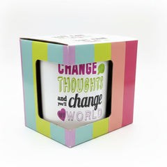 CHANGE THOUGHTS CHANGE WORLD Ceramic Mug In Gift Box - With Free Gift Wrap