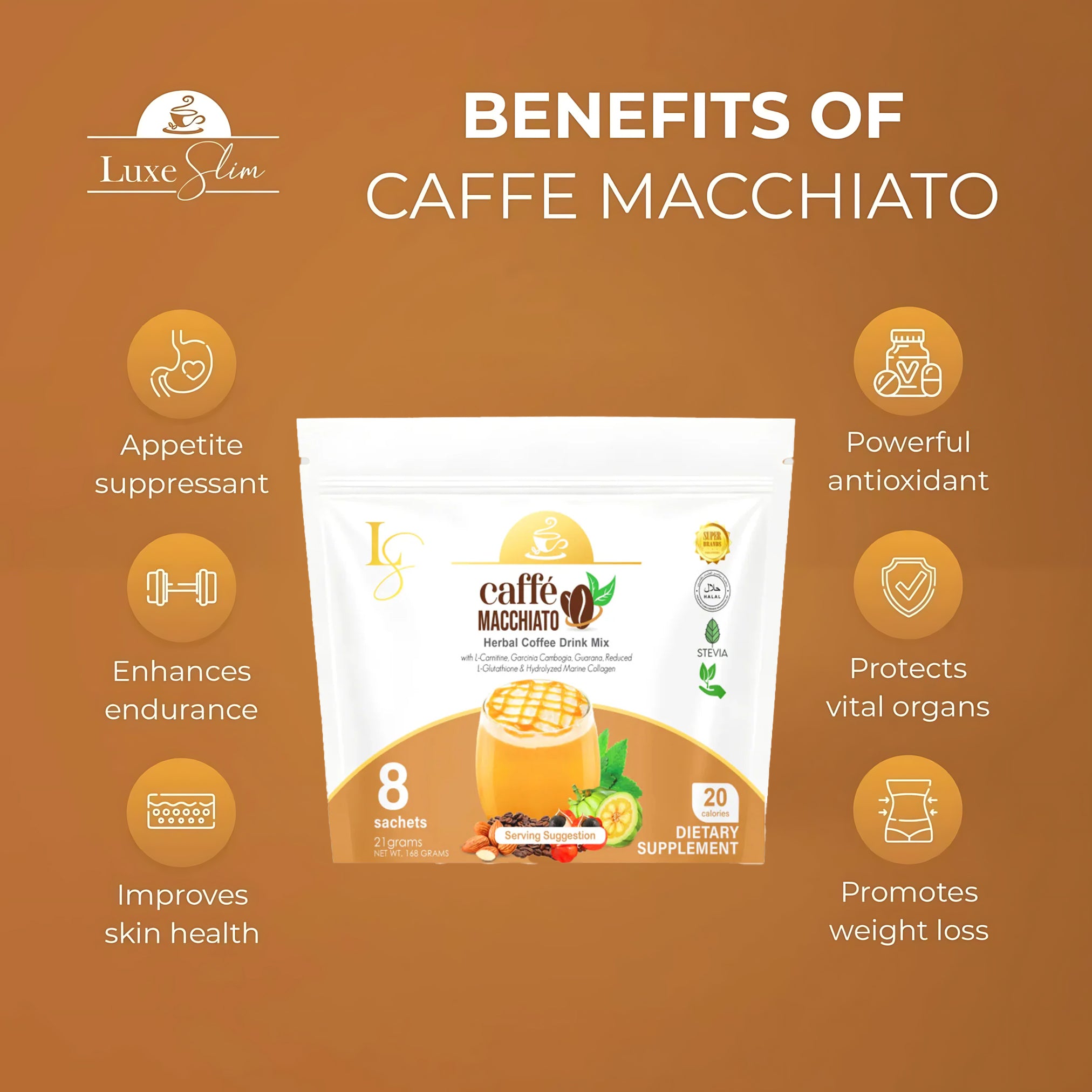 Luxe Slim Caffe Macchiato - 168g (21g×8 Sachets)
