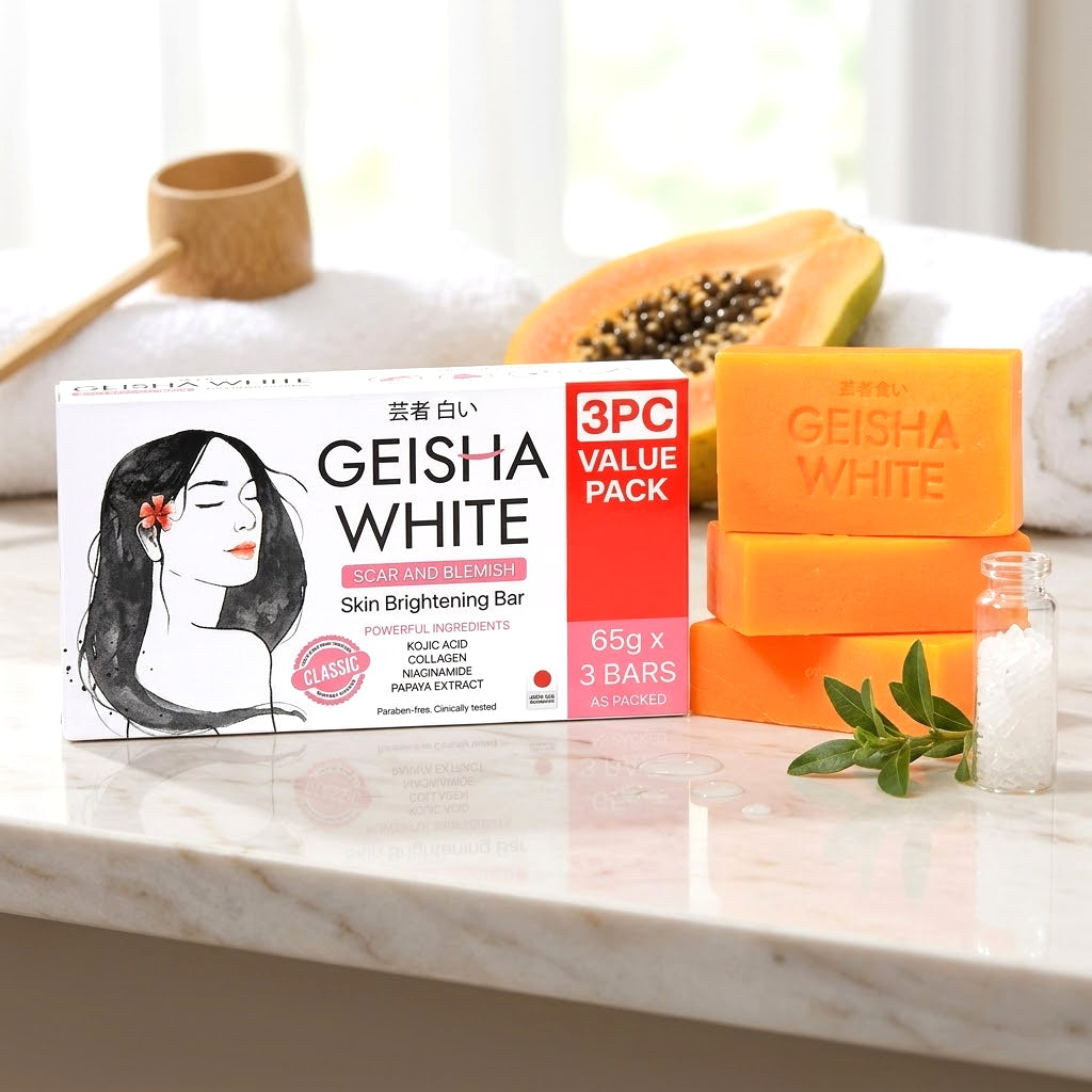 Geisha White Classic Scar & Blemish Skin Brightening Bar – 65g x 3 (Value Pack)