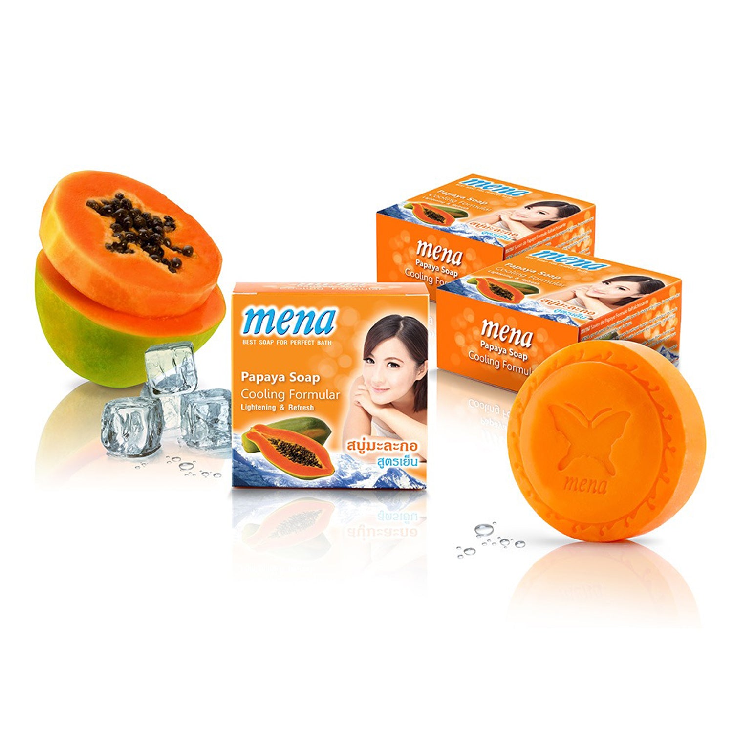 MENA Papaya Soap – Cooling Formular Lightening & Refresh (150g)