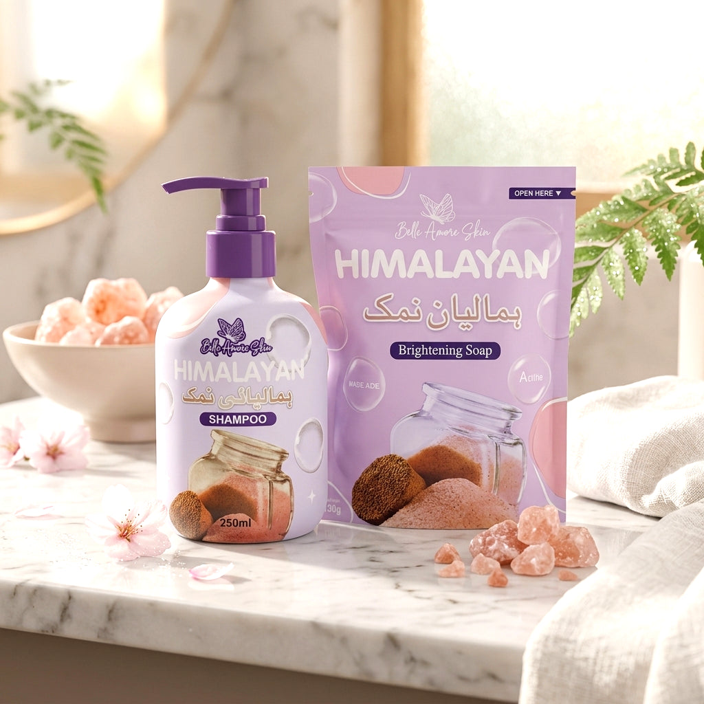 Bella Amore Himalayan Hair & Skin Glow Combo | Shampoo 250ml + Brightening Soap 130g