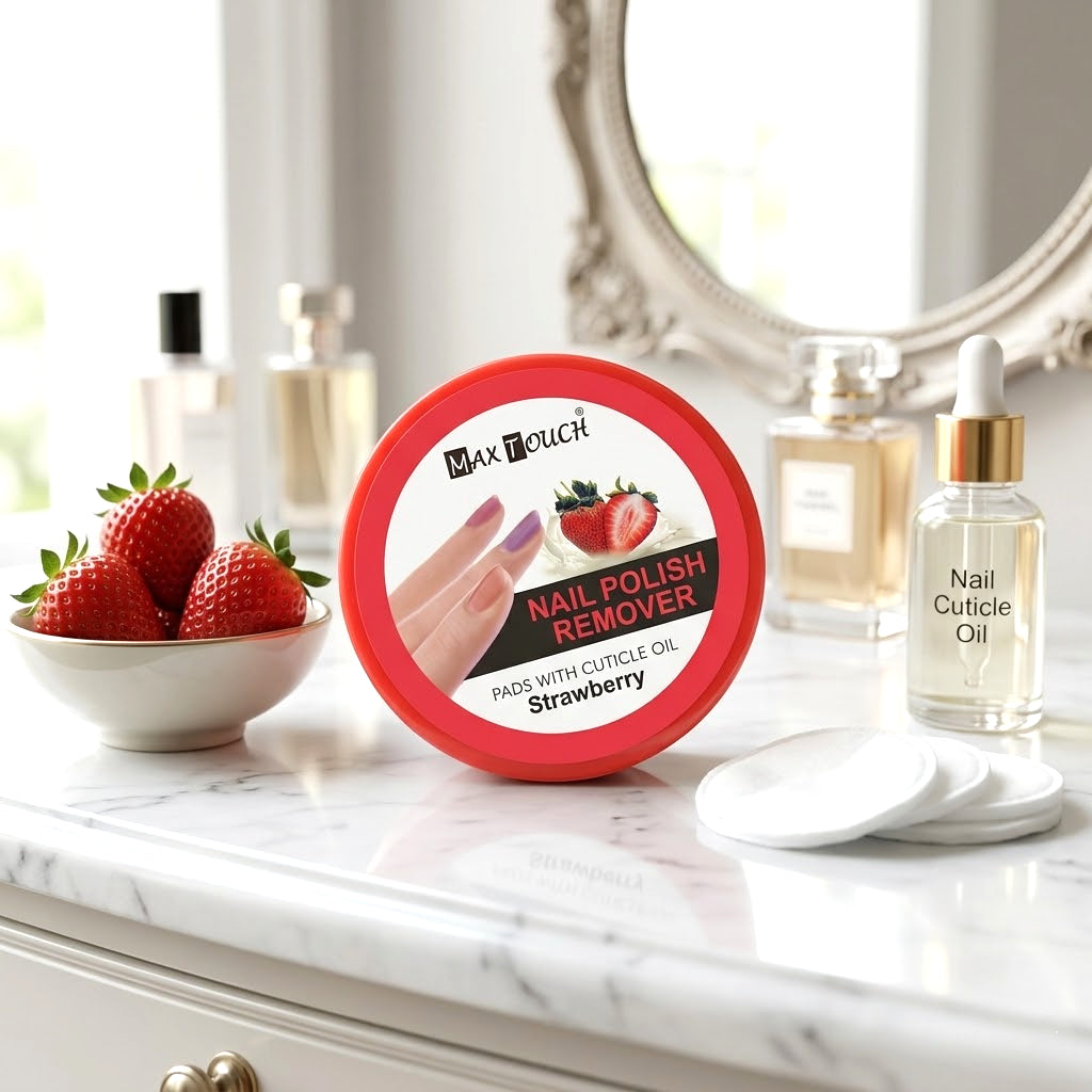 Max Touch Nail Polish Remover Pads with Cuticle Oil (32 Pads)