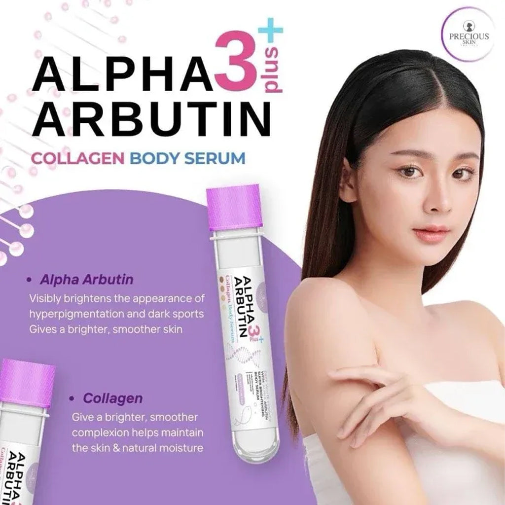 Precious Skin Alpha Arbutin 3 Plus Collagen Super Brightening Body Serum 45ml - Purple