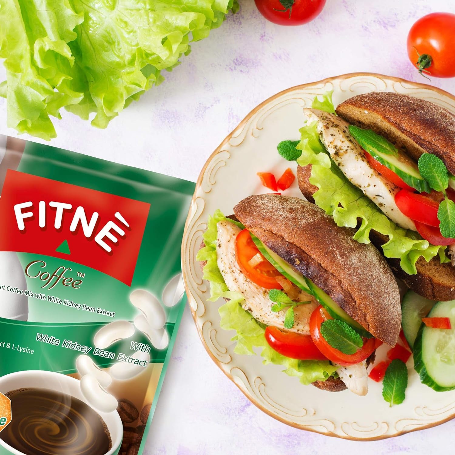FITNE Instant Coffee Mix With White Kidney Bean Extract - 15gm × 10 Sachets