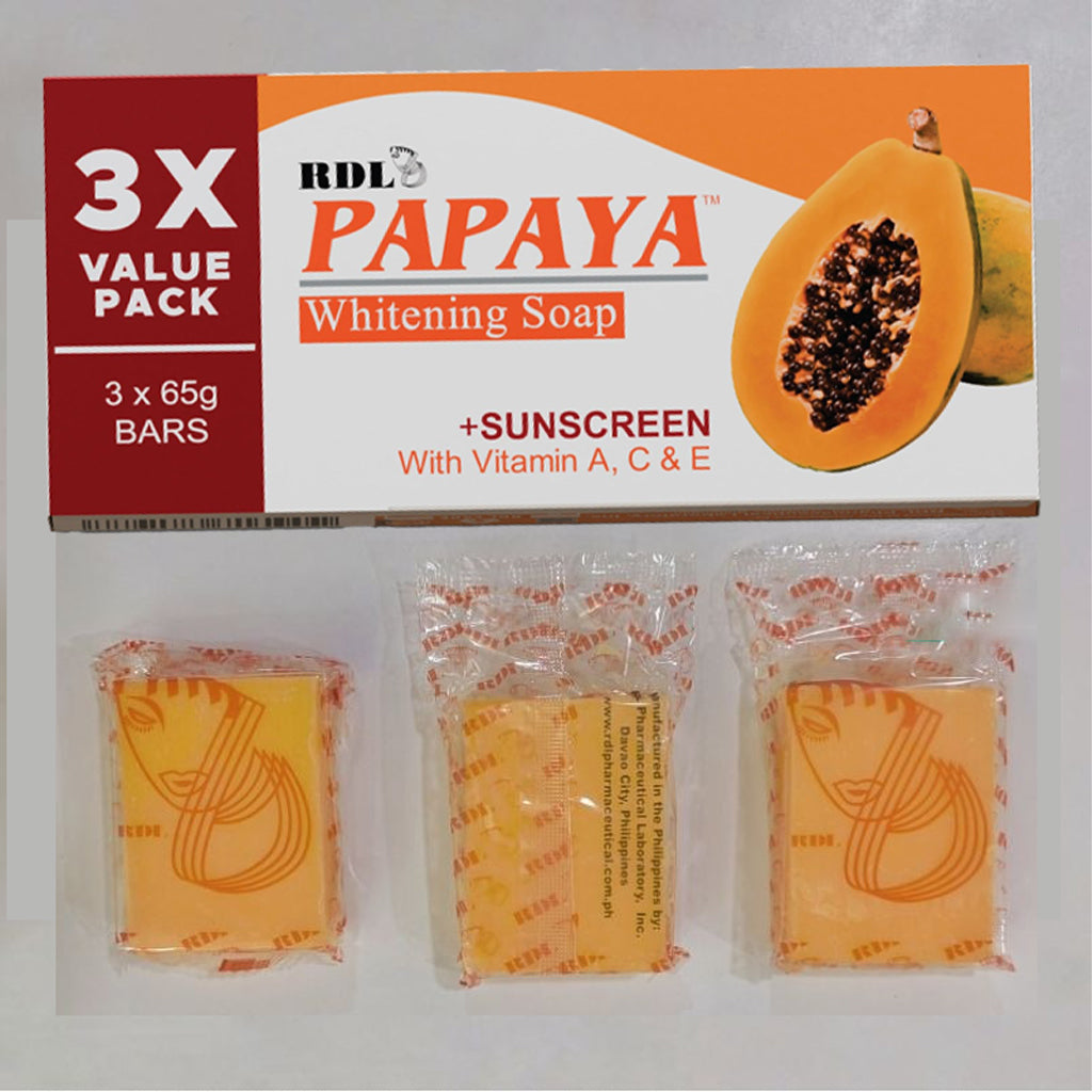 RDL Papaya Brightening Soap with Sunscreen – 3X Value Pack (3 x 65g)