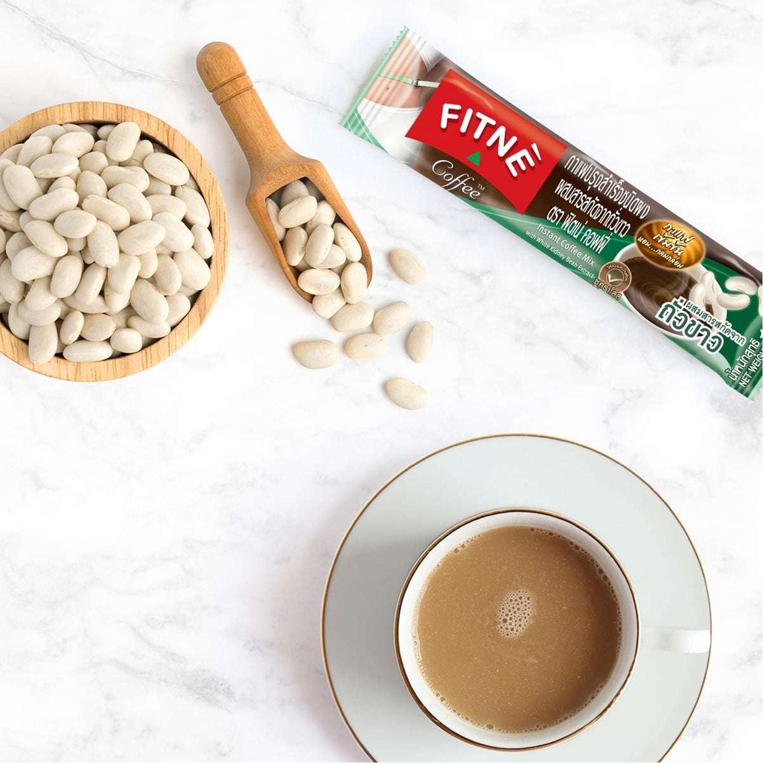 FITNE Instant Coffee Mix With White Kidney Bean Extract - 15gm × 10 Sachets