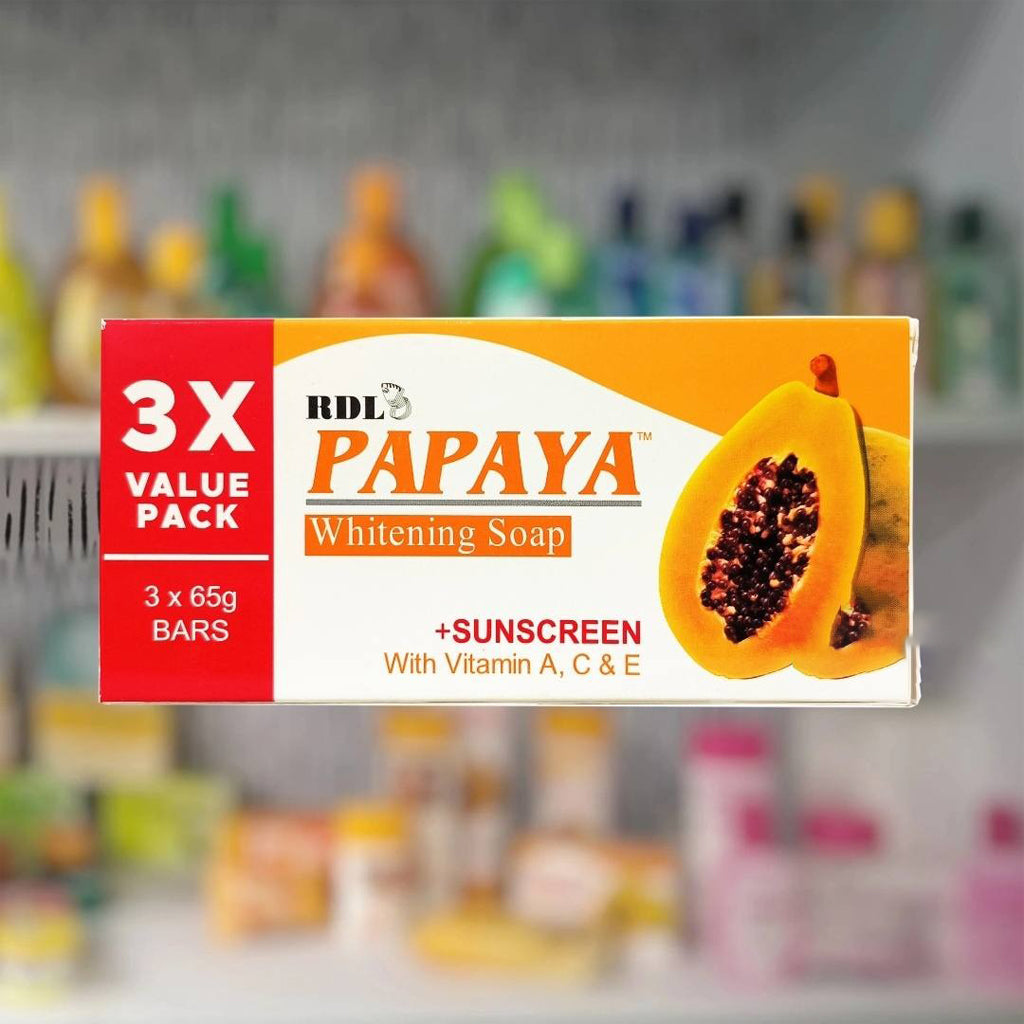 RDL Papaya Brightening Soap with Sunscreen – 3X Value Pack (3 x 65g)