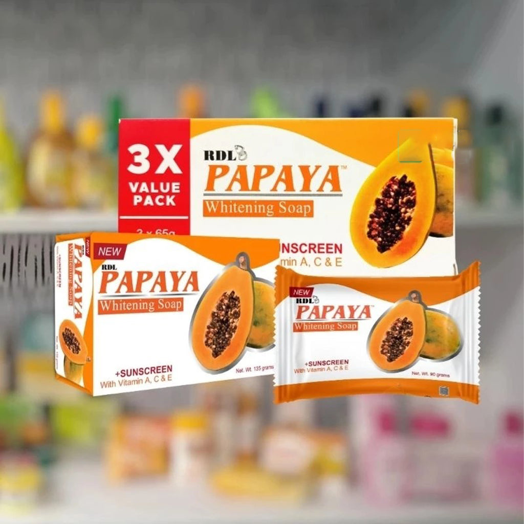 RDL Papaya Brightening Soap with Sunscreen – 3X Value Pack (3 x 65g)