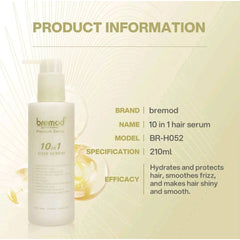 Vatika Naturals Coconut Enriched Hair Oil (300ml) + Bremod 10 in 1 Hair Cream Serum (210ml) Combo + FREE Hair Clip