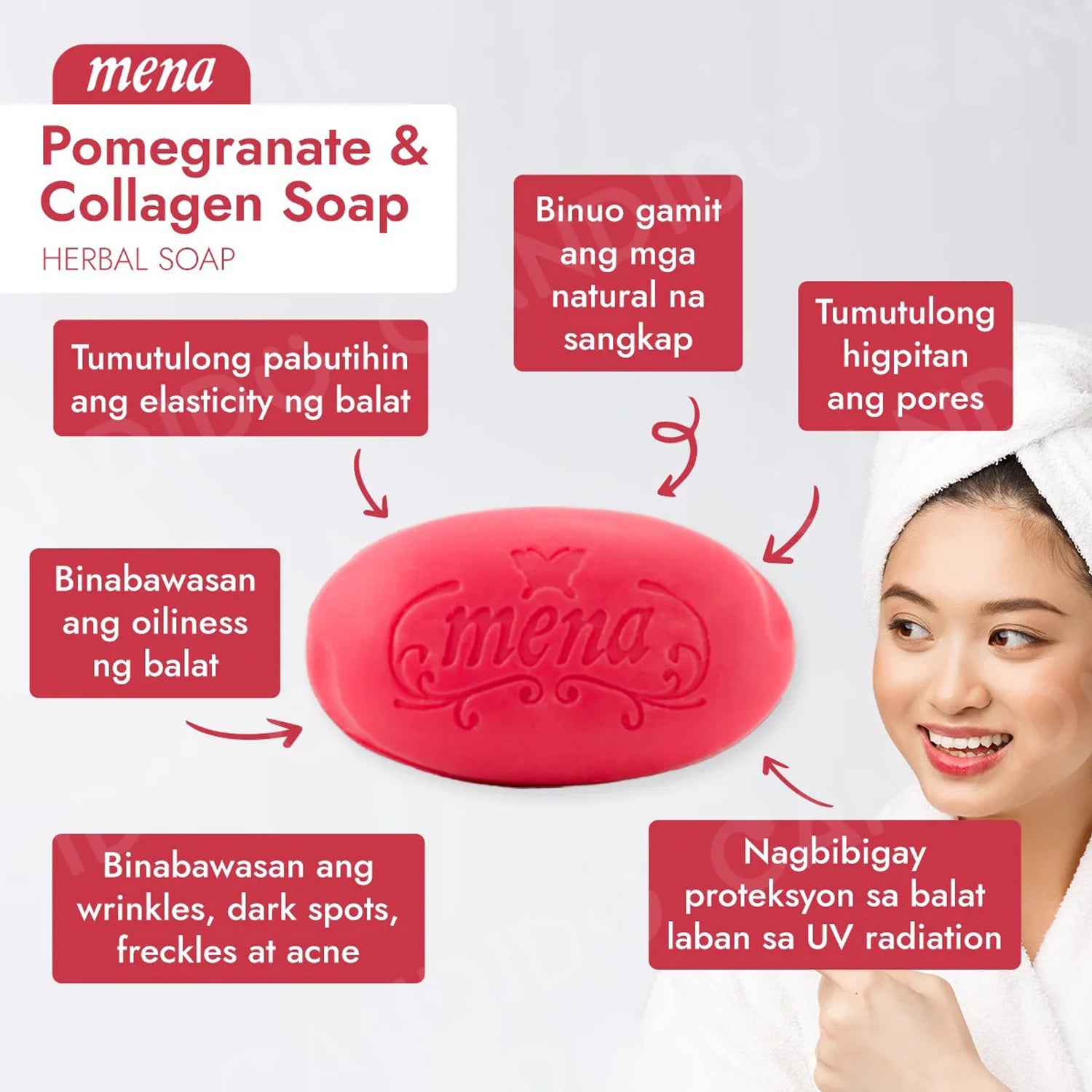 Mena Herbal Soap Pomegranate & Collagen – 100g