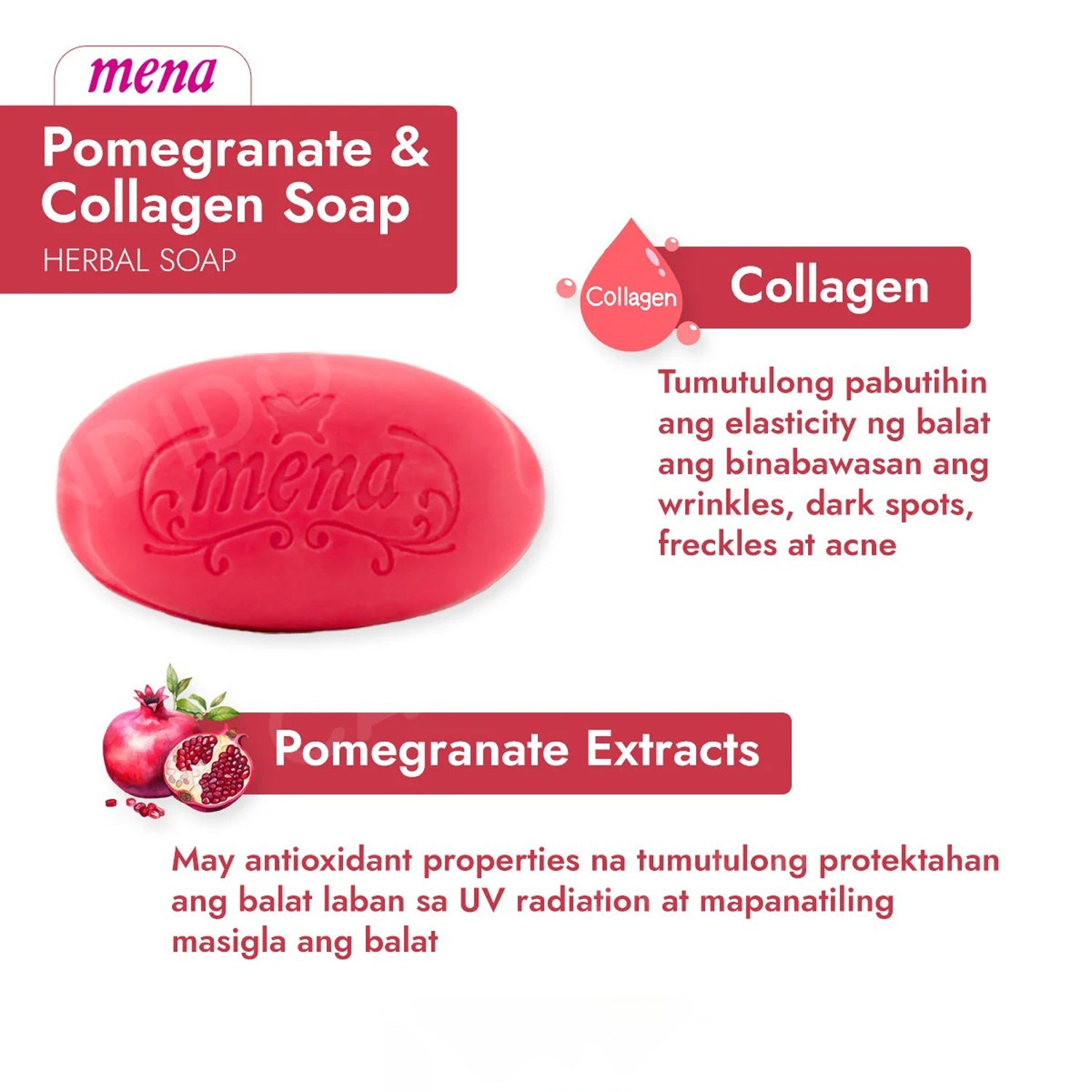 Mena Herbal Soap Pomegranate & Collagen – 100g