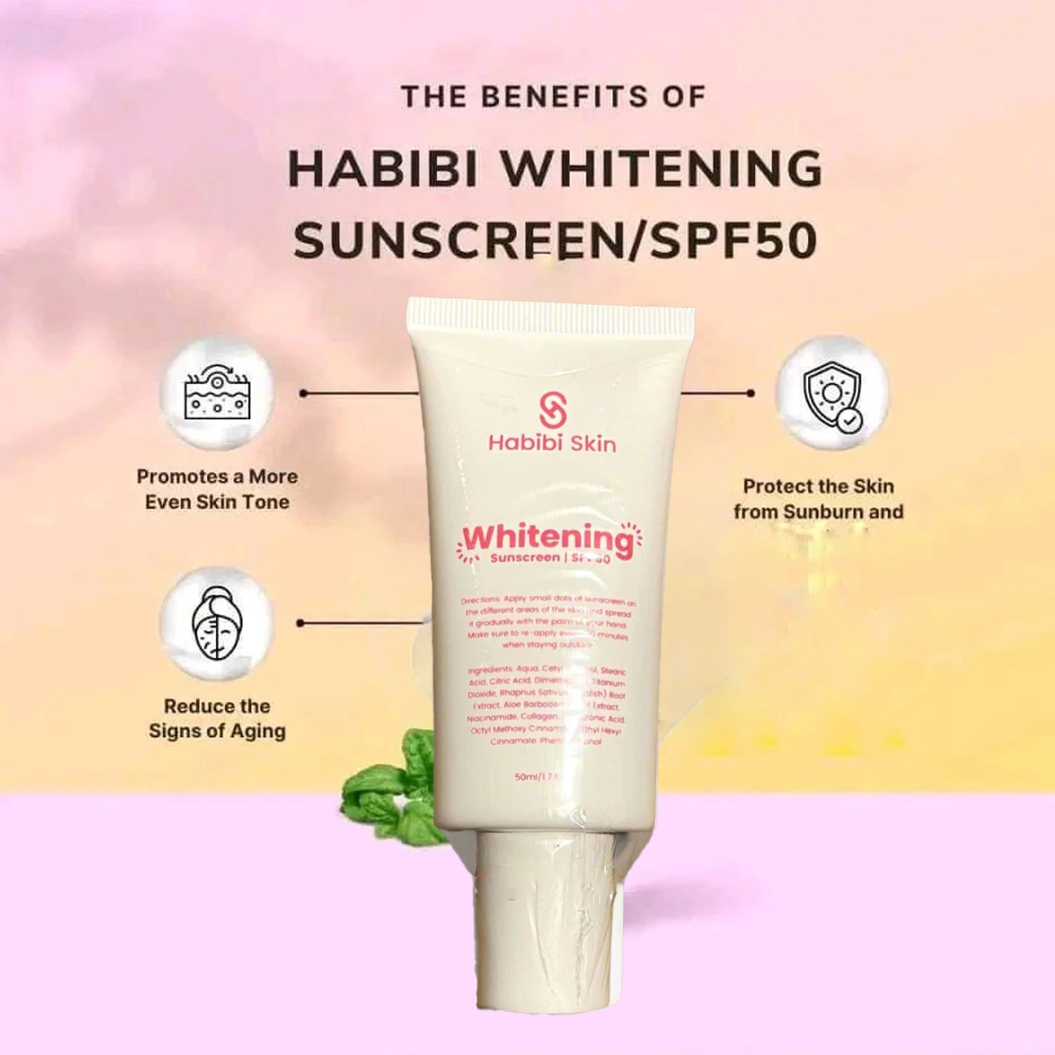 Habibi Skin Whitening Sunscreen SPF 50 – 50ml