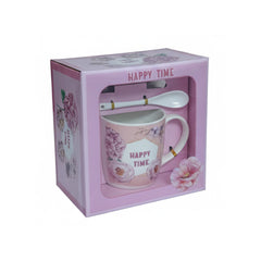 Happy Time Premium Ceramic Coffee Mug Gift Set - With Free Gift Wrap