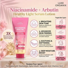 Luxe Organix Niacinamide + Arbutin Healthy Light Whitening Serum Lotion - 350ml