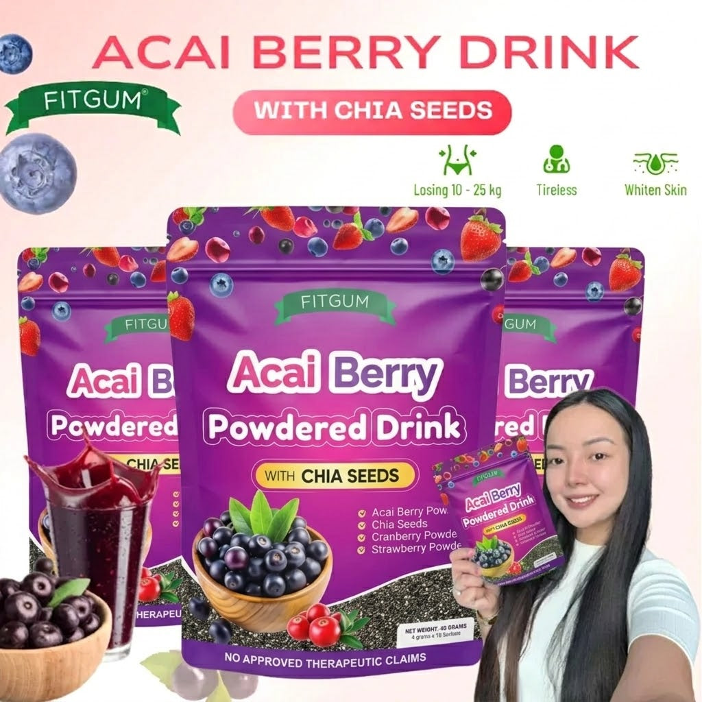 Fitgum Acai Berry Drink with Chia Seeds – 40g (10 Sachets x 4g) – Sige ...