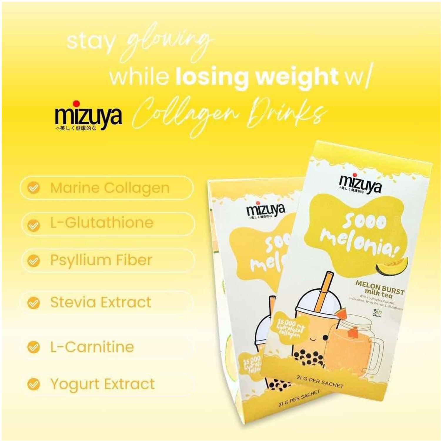 Mizuya Sooo Melonia! Melon Burst Milk Tea - 21g × 10 Sachets