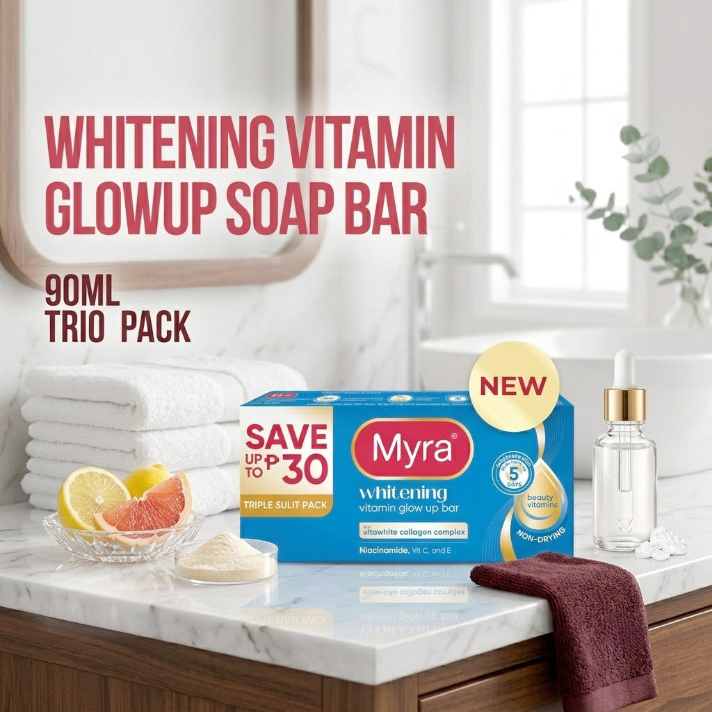 Myra Whitening Vitamin Glow Up Bar – 90g × 3 Bars