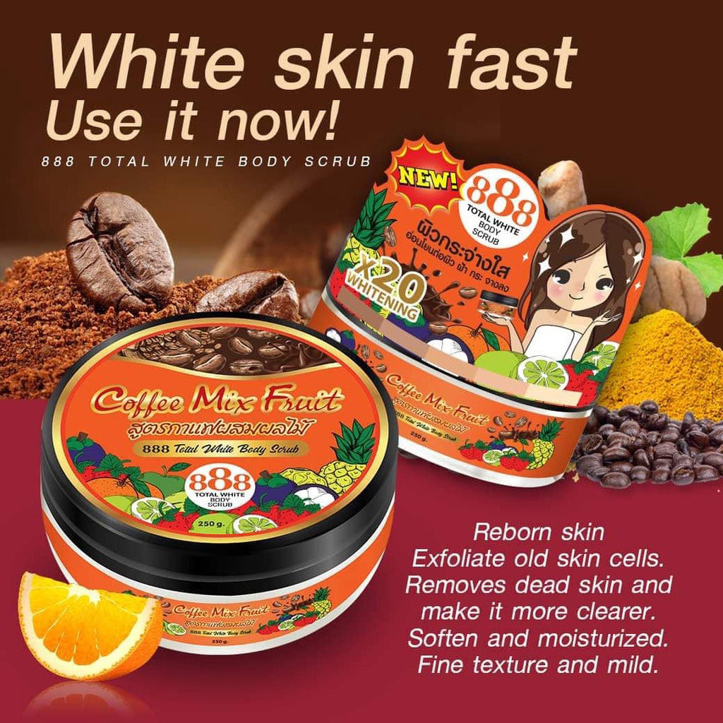 888 Total White Body Scrub – Coffee Mix Fruit (250g)