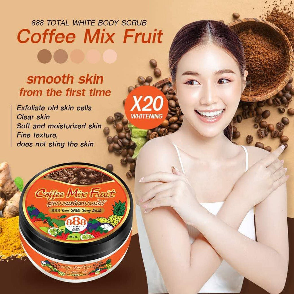 888 Total White Body Scrub – Coffee Mix Fruit (250g)
