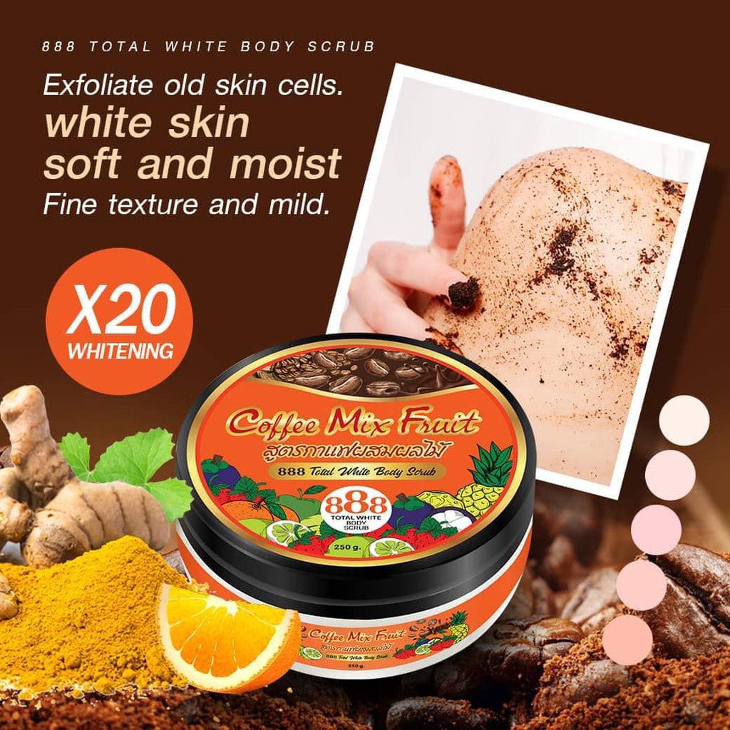 888 Total White Body Scrub – Coffee Mix Fruit (250g)