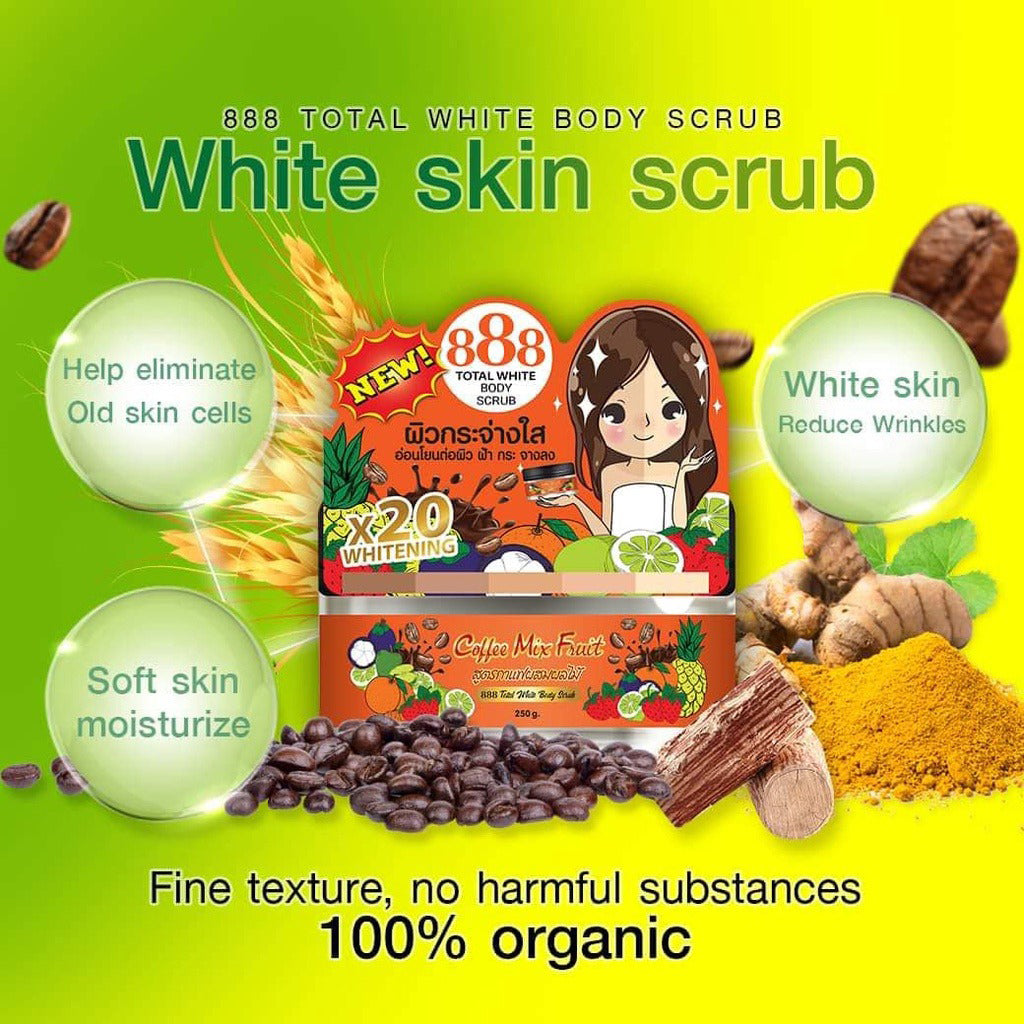 888 Total White Body Scrub – Coffee Mix Fruit (250g)