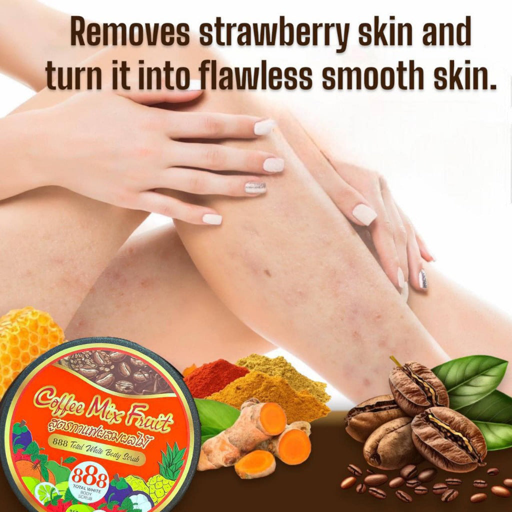 888 Total White Body Scrub – Coffee Mix Fruit (250g)
