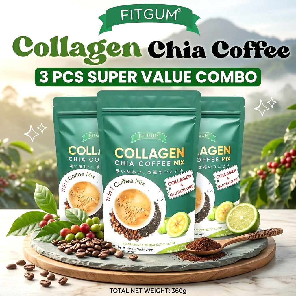 Fitgum Collagen Chia 11-in-1 Shape Coffee Mix – 3PCS Combo