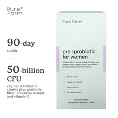 Pure Form Pre+Probiotic for Women – 90 Vegan Capsules