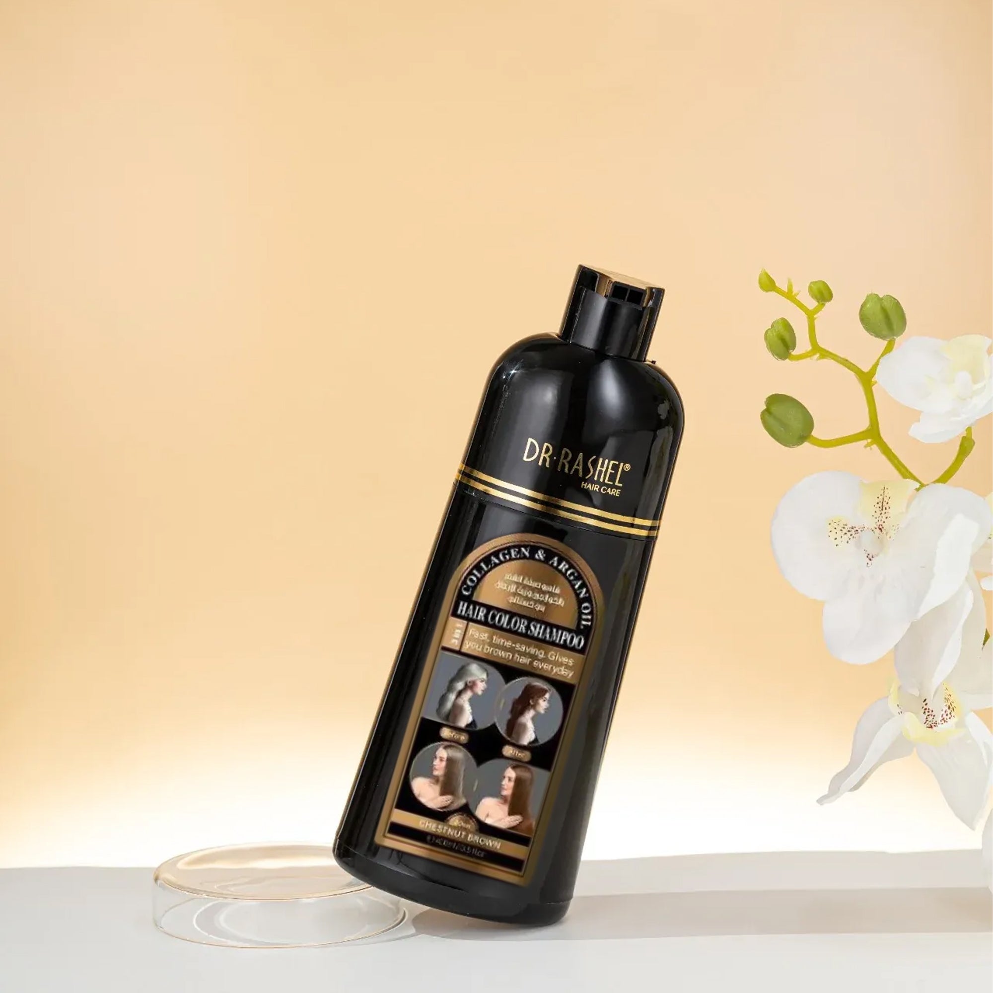 Dr. Rashel Collagen & Argan Oil Hair Color Shampoo – Chestnut Brown (400ml)