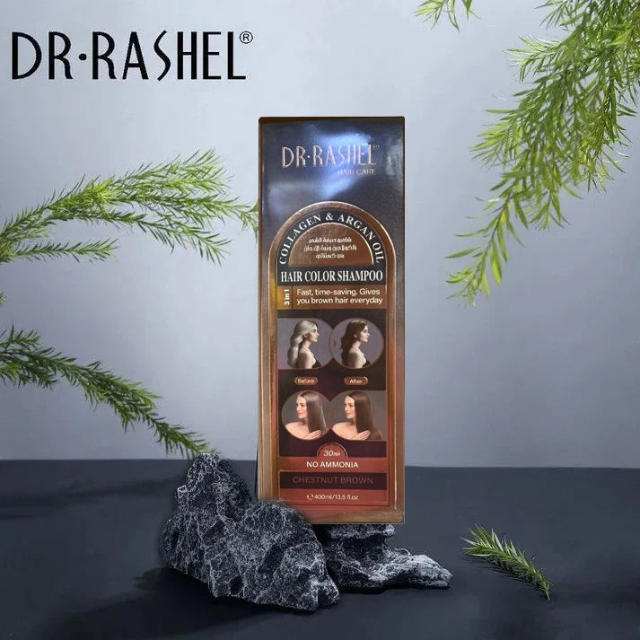Dr. Rashel Collagen & Argan Oil Hair Color Shampoo – Chestnut Brown (400ml)
