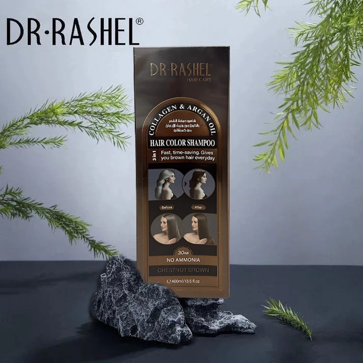 Dr. Rashel Collagen & Argan Oil Hair Color Shampoo – Chestnut Brown (400ml)