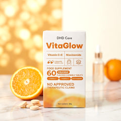DHD Care VitaGlow Vitamin C + E + Niacinamide Chewable Tablets – 60 Tablets