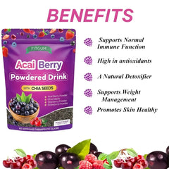Fitgum Acai Berry Powdered Drink with Chia Seeds – 40g (10 Sachets x 4g)