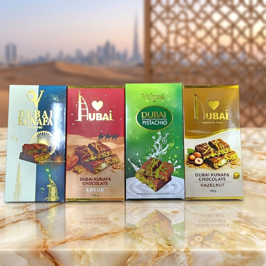 Dubai Kunafa Chocolate Bars – 100g × 1 pc assorted option