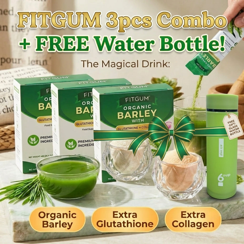 Fitgum Organic Barley Weight Loss Detox Powder 45g  - 3 Pcs Combo + FREE Water Bottle