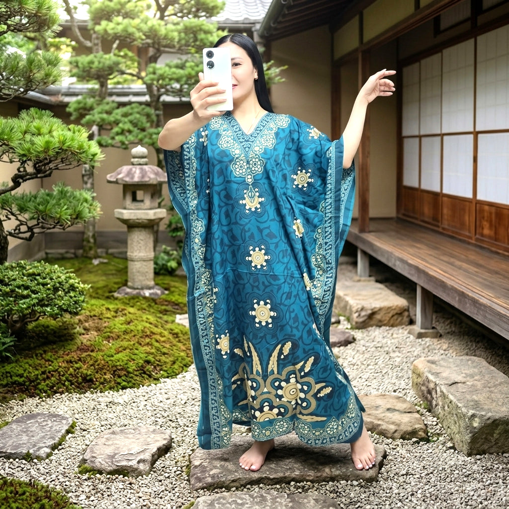 Women's Kimono Long Dress – Non-Stretch Satin | Free Size Medium up to Xl