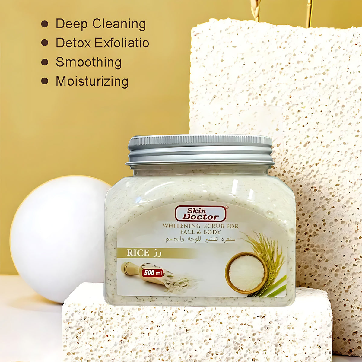 Skin Doctor Whitening Scrub for Face & Body – Rice (500ml)