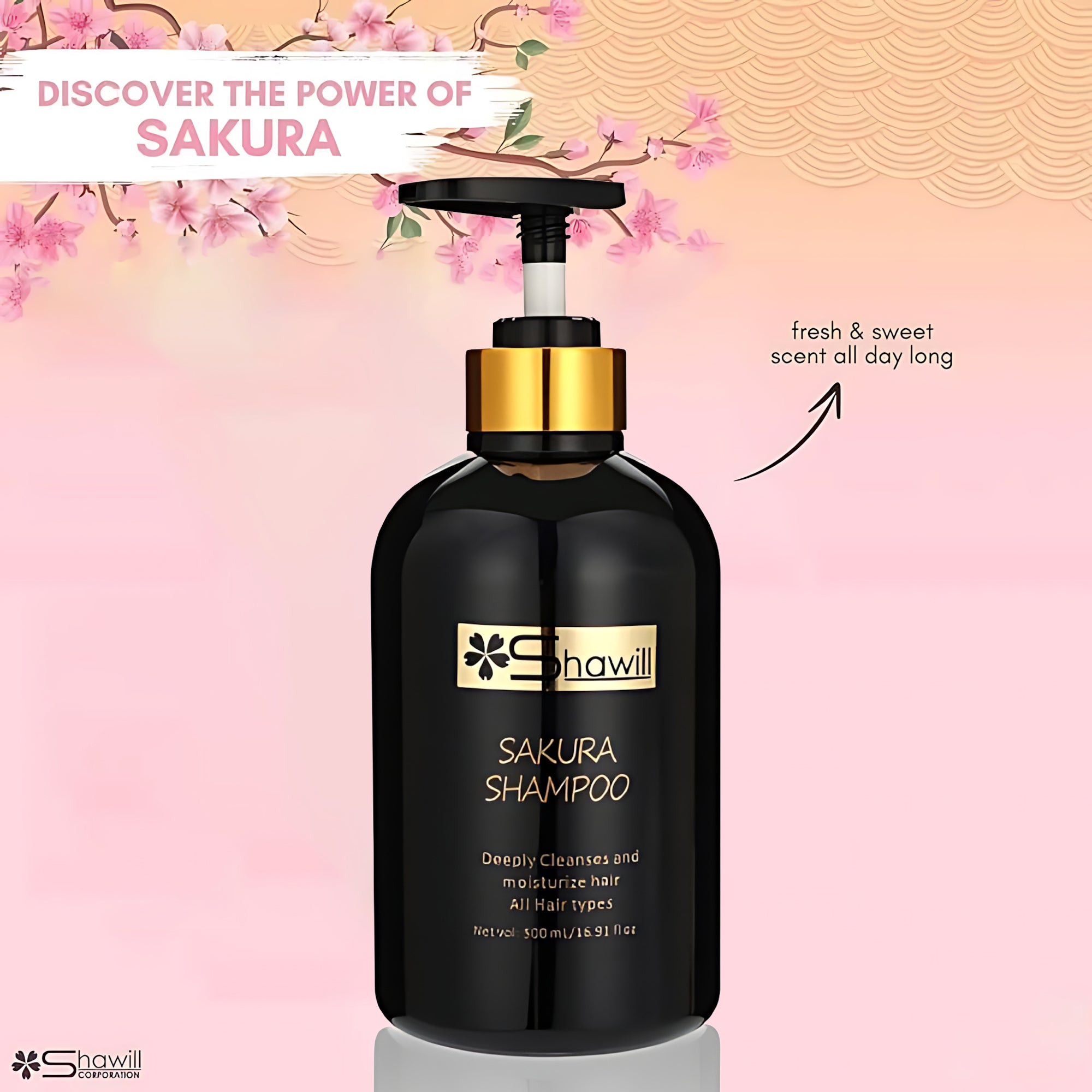 Shawill Sakura Shampoo – Deep Cleansing & Moisturizing for All Hair Types (500ml)