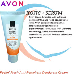 Avon Feelin Fresh Quelch Kojic Serum Antiperspirant Deodorant Cream – 55g (1+1 Offer)
