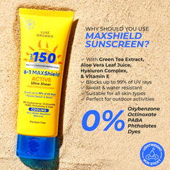Luxe Organix 6-in-1 MAXShield Active Ultra Sheer Sunscreen SPF 150 – 100ml