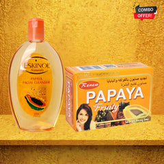 Papaya Glow Duo Combo Pack - Eskinol Naturals Papaya Facial Cleanser (225ml) + Renew Papaya Fruity Soap (135g)