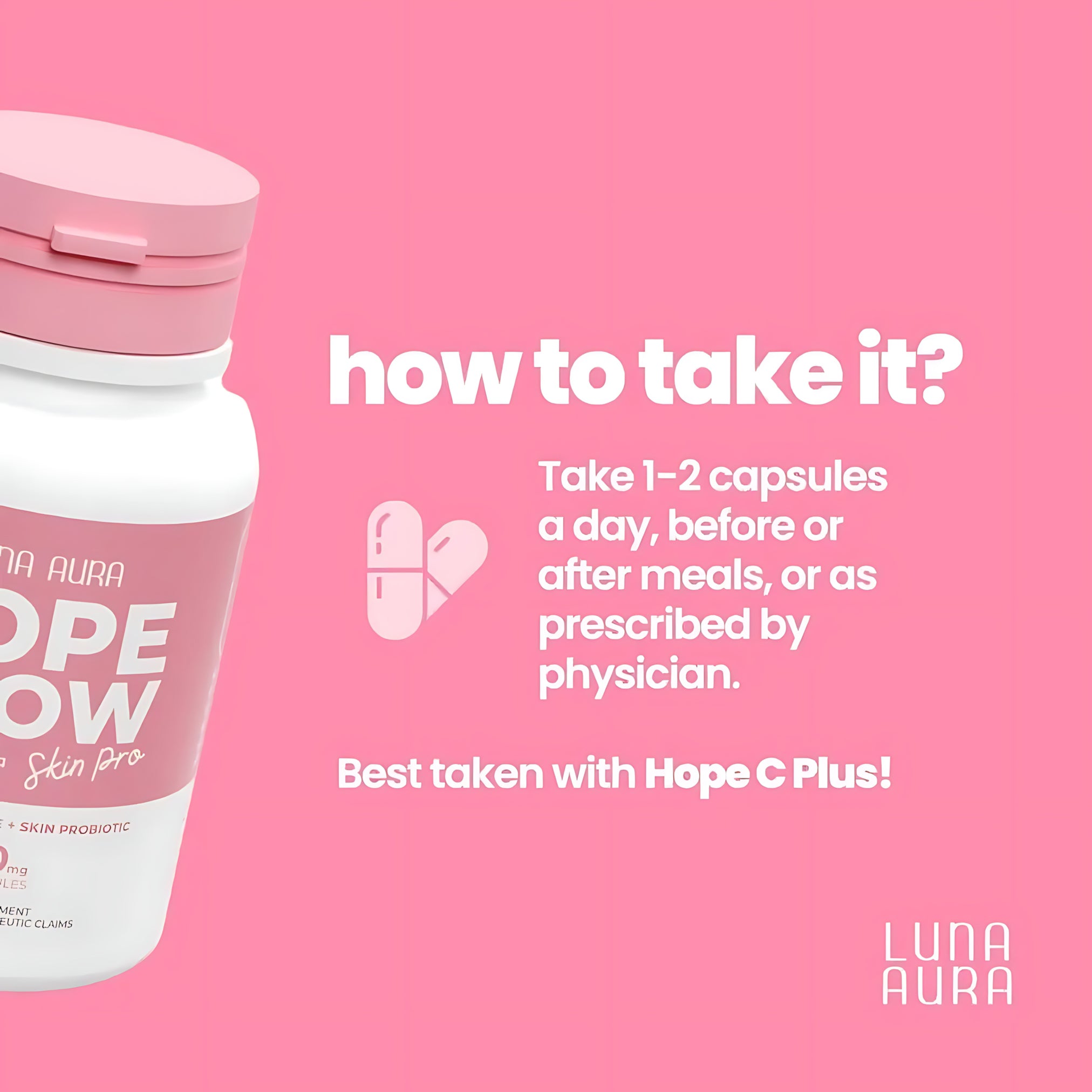 Luna Aura Hope Glow Skin Pro – Japan Glutathione + Skin Probiotic (30 Capsules)