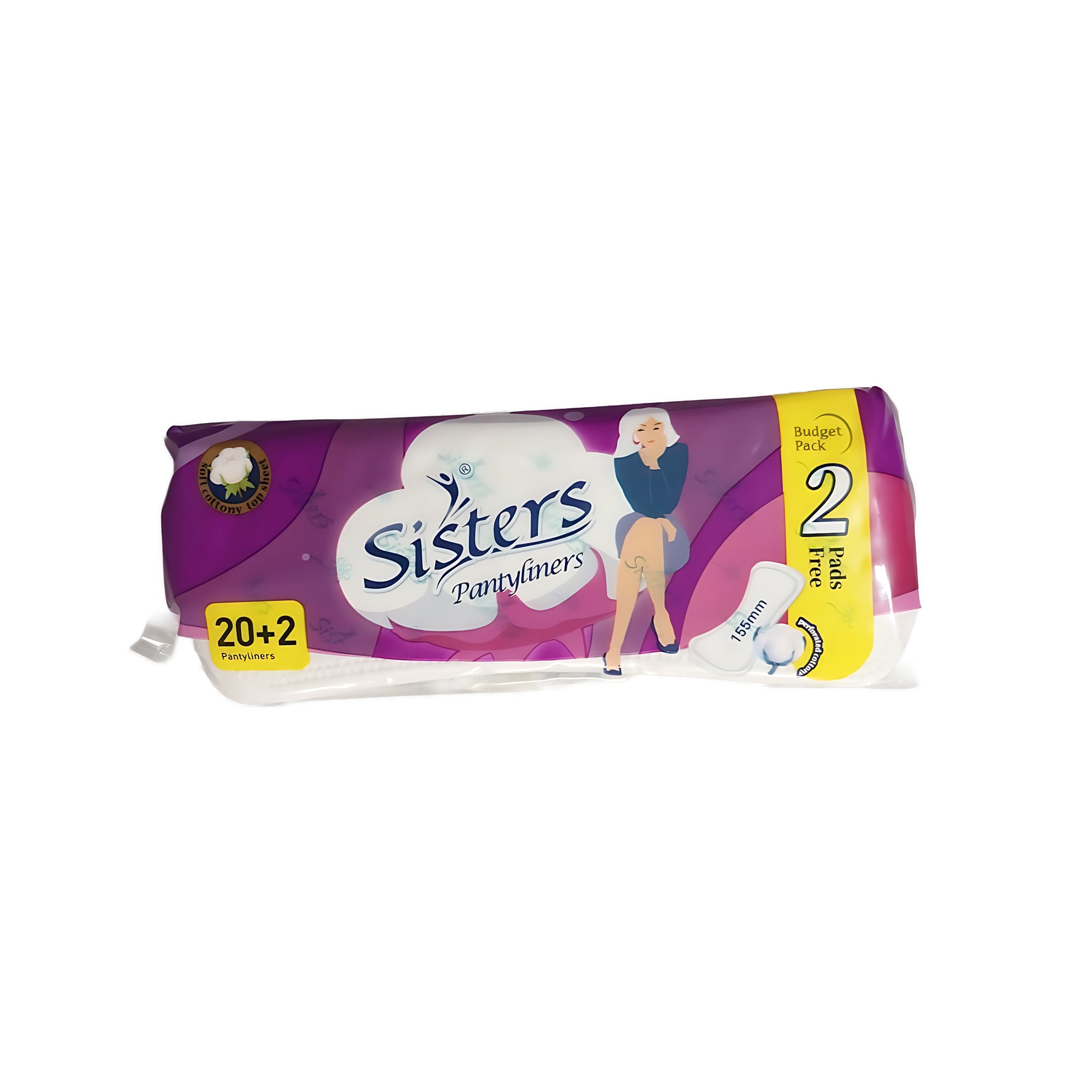 Sisters Pantyliners Budget Pack (155mm) 20+2 Pads Free