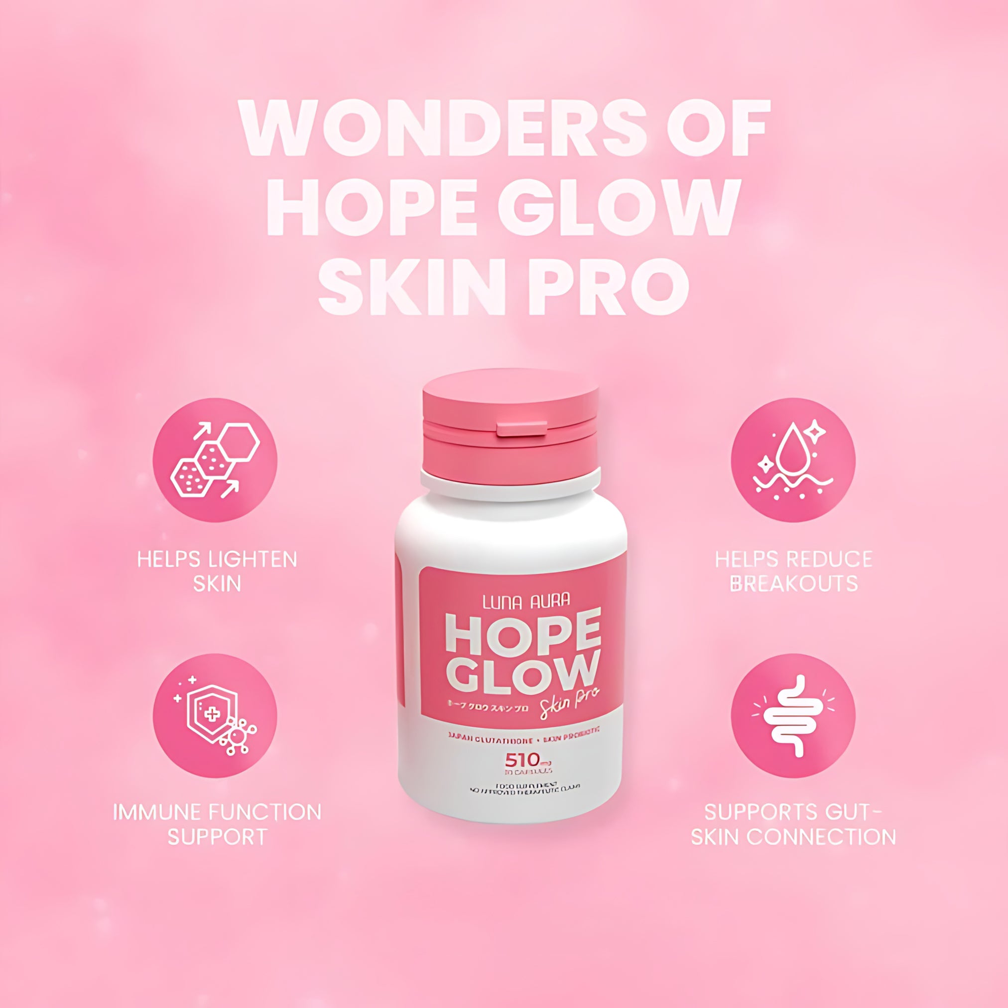 Luna Aura Hope Glow Skin Pro – Japan Glutathione + Skin Probiotic (30 Capsules)