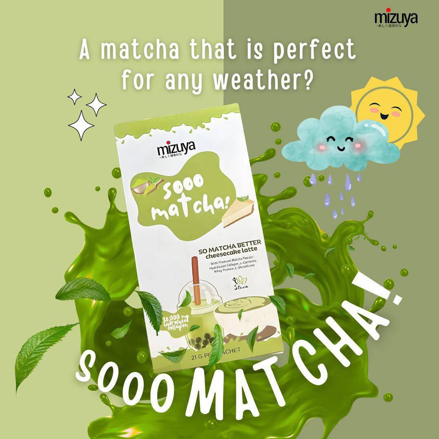 Mizuya Sooo Matcha Better Cheesecake Latte - 21g × 10 Sachets