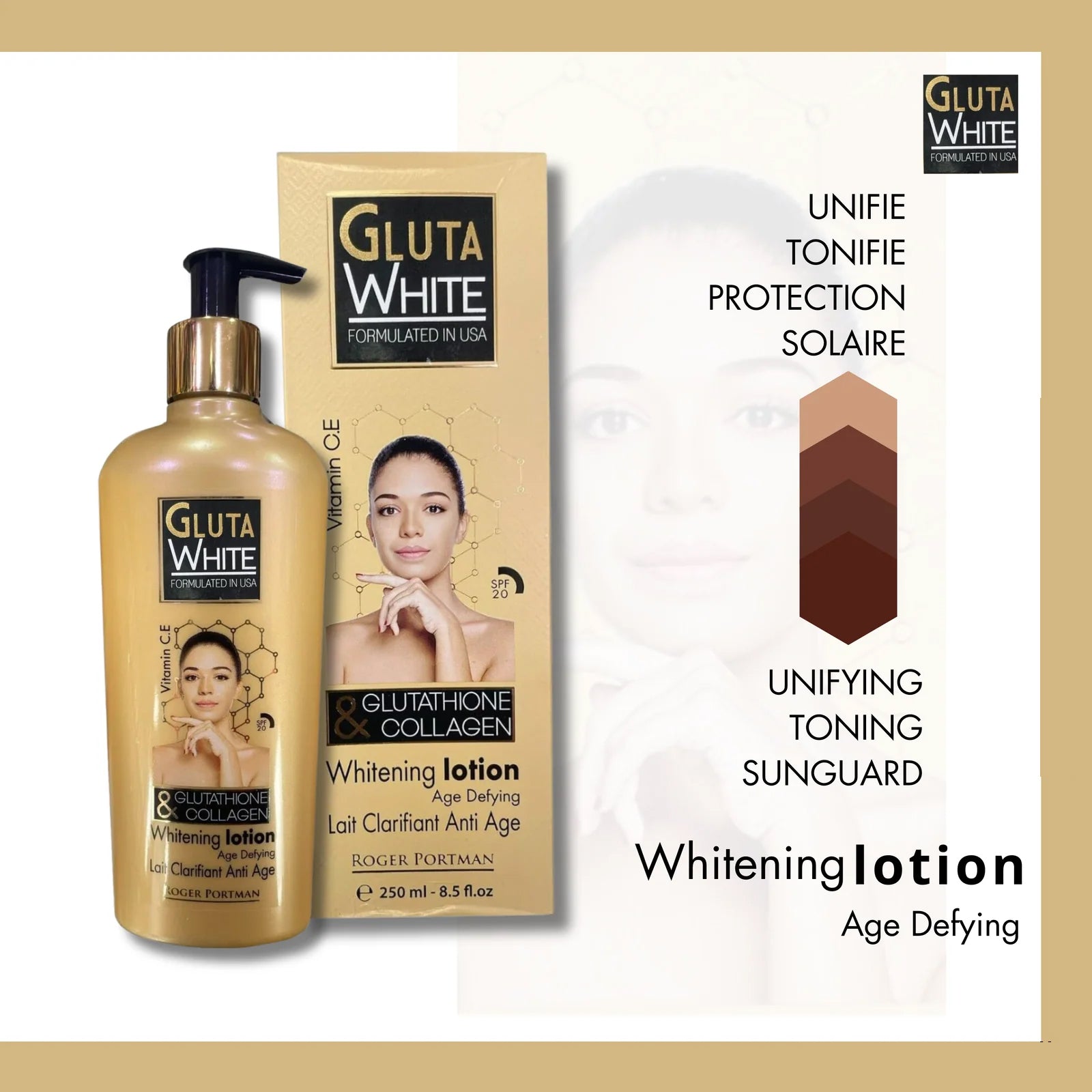 Gluta White Glutathione & Collagen Brightening Body Lotion – 250ml