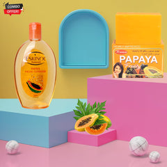 Papaya Glow Duo Combo Pack - Eskinol Naturals Papaya Facial Cleanser (225ml) + Renew Papaya Fruity Soap (135g)