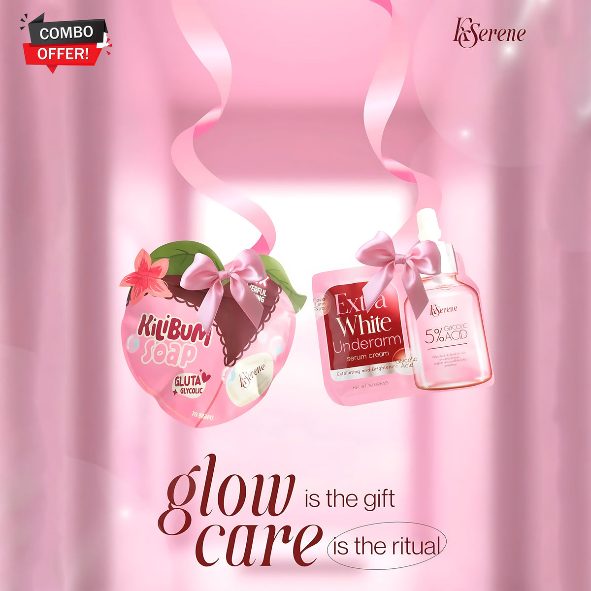 KSerene Combo Pack – Extra White Underarm Serum Cream (30g) + Kilibum Soap (3 x 70g)